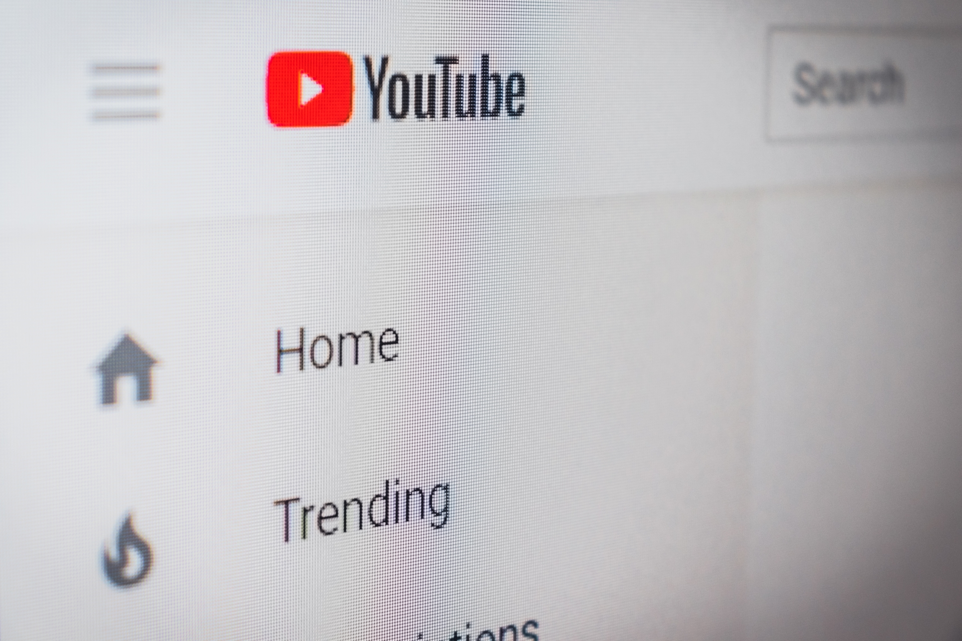 Laptop screen with Youtube logo